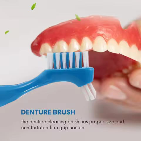 ABVS 12 Pack Denture Brush Hard Denture Cleaning Brush False Teeth Brush Toothbrush