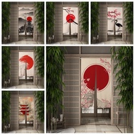 Fashion 2023 Japanese Mount Fuji Red Sun Door Curatin Cherry Blossoms Kitchen Bedroom Door Decor Half Curtain