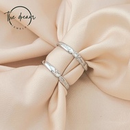 [ND08] The Dream silver couple ring engraved with the words LOVE/FOREVER, studded with luxurious sto