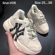 KID ZONE👶🏻 รองเท้าผ้าใบเด็กMLB Chungky Big Ball Kid (25-36EU) ทำจากหนัง ใส่สบาย 99B005