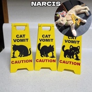 NARCIS Cat Poop Signs, Mini Bright Yellow Caution Overstimulated Desk Sign,  ABS Floor Dirty Warning