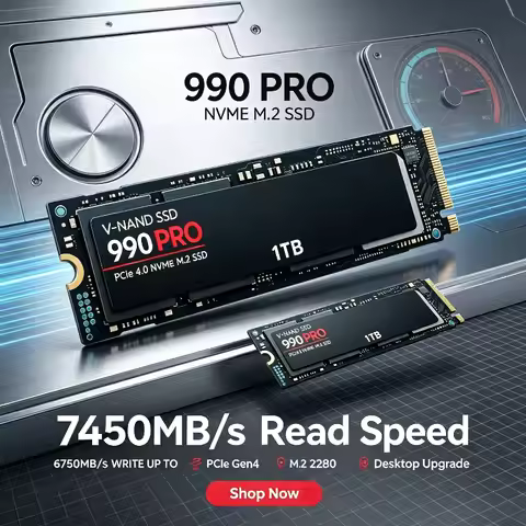 990 PRO M.2 2280 NVMe PCIe Gen4 SSD 512GB-4TB, 7450MB/s Read, for Gaming Notebooks, Desktop Towers &