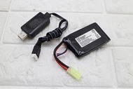 7.4V USB 充電器 + 7.4V 鋰電池 方形 ( M4A1鋰鐵充電電池EBB AEG電動槍AR步槍BB槍BB彈