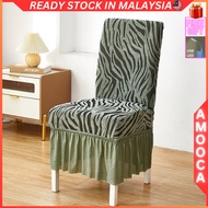 Sarung Kerusi Meja Makan Skirt Belang Kucing Dining Chair Cover Spandex Tebal Alas Kerusi Makan Kalis Air Suede Embossed