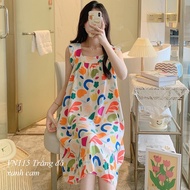 HUNTING LINEN DRESS Delivered Always WEAR AT HOME HOME DRESS VN115 FREESIZE BREAST UNDER 90