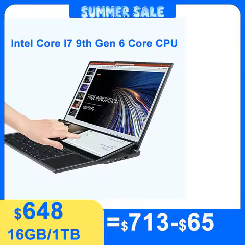 Dual-screen Laptop 14 inch Touch LCD 16GB/8GB RAM 1TB/512GB SSD I7 9th Generation 6 Cores Gaming Lap