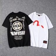 Evisu Tide Brand Summer New Small M Cherry Blossom Letter Printing Men and Women Loose Couples Cotto
