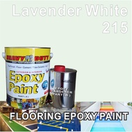 215 LAVENDER WHITE ( 5L ) HEAVY DUTY EPOXY WATERPROOF FLOOR PAINT . HEAVY DUTY 4+1 [ Include Hardener ] CAT LANTAI FLOOR