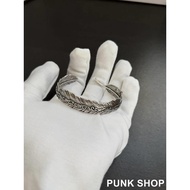 GOROS Bracelet 925 Silver Tang Grass Pattern Feather Open Bracelet 0436
