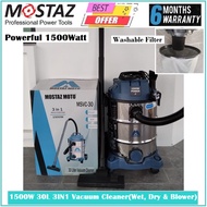 MOSTAZ/THUNDEZ 1500W 30L (3IN1) Vacuum Cleaner ( Wet, Dry & Blower) MSVC30/TDVC30 - 6 Months Local W