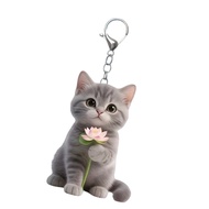 POP Cute Cartoon Judo Kittens Pendant Keychain Unique Dressed Cats 2D Flat Acrylic Hanging Charm Bag