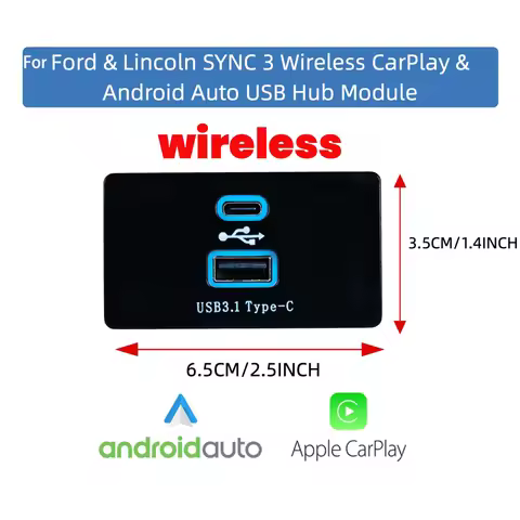 Wireless Carplay Android Auto USB HUB for Ford & Lincoln MKZ MKC Raptor F150 Mustang Mondeo Edga Kug