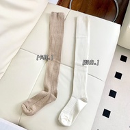 Purple Guys Womens High-Tube Stripe Pattern Long Socks Pure Color Slimming Effect Autumn Winter Knee