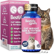 BestLife4Pets Cat Hyperthyroid + Weight Gain Support By - Natural Feline Thyroid Supplement For Meta