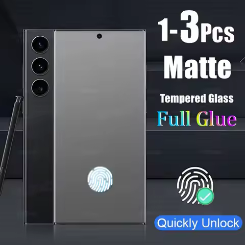 1-3Pcs Unlock Fingerprint Frosted Matte 9H Tempered Glass For Samsung Galaxy S25 Edge S24 Ultra S23 