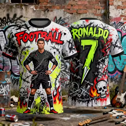 The 2025 new football jersey Ronaldo's No. 7 match jersey Autumn Sports Dry Quickly Men's T-Shirt Ki