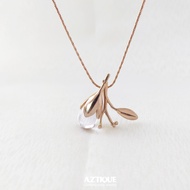 Aztique สร้อยคอเงินแท้ จี้ หยดน้ำค้าง Morning Dew พลอยควอตซ์ใส Quartz Necklace Pendant Jewelry  md
