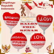 MERAH PUTIH Red And White Foil Balloons For The Republic Of Indonesia RI Anniversary Round Foil Ball