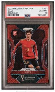 2022 PANINI PRIZM WORLD CUP QATAR 223 GAVI RED MOJO PSA 10
