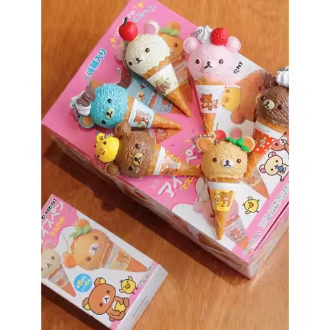 Rilakkuma ice cream pendant blind box Rilakkuma cone food and play school bag keychain pendant gift