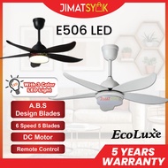 ​​​​​​​ECOLUXE Fan ECOLUXE E506 ECO-506 42 Inch 5 Blades 6 Speed DC Motor Remote Control Ceiling Fan With Light Kipas Siling