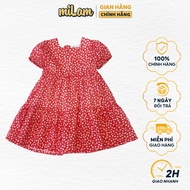 Extremely cute red leaf pattern babydoll miLam spread dress for girls