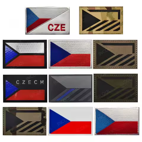 Czech Republic Embroidered Patches National Flags Czech IR Reflective Flag Patches PVC Rubber Tactic