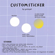 CETAK PRINT STIKER A3 BONTAX - VINYL SUSU -TRANSPARAN - METALIK - SILVER - EMAS ,  LAMINASI DOFF GLO