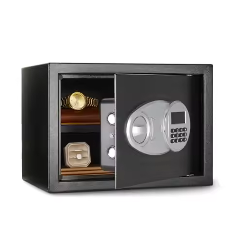 Steel Security Safe and Lock Box with Electronic Keypad for Cash Jewelry Documents Black 0.5 Cubic F