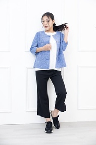 氣質小香風七分袖外套 藍色