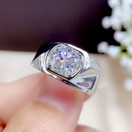 Luxury Men 2ct 8mm Hearts and Arrows Diamond Rings Male Stainless Steel Open Adjustable Business Ban