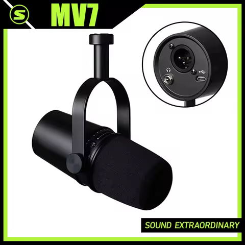 MV7 USB XLR Podcast Microphone for Podcasting Recording Live Streaming Built-in Headphone Output All