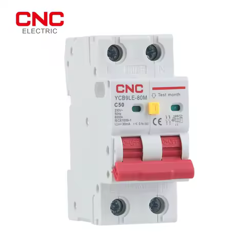 CNC 2P 230V RCBO MCB 30mA Residual Current Circuit Breaker With Over Current And Leakage Protection 