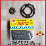Chain 420 SSS Sprocket 420 SET Yamaha Lagenda110 , Yss