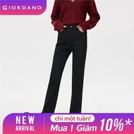 GIORDANO Women Jeans High Waist Five-Pocket Denim Jeans Smooth Zip Solid Color Simple Fashion Casual