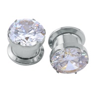 Gorgeous Cubic Zirconia Tunnels Plugs 316L Stainless Steel Screw Tunnels Ear Expander Stretcher Pier