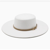 Fedora Hat Women's Hat Big Wide Brim 10CM Fedora Hat Jazz Hats Flat Top Felt Hat