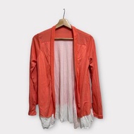[夏季出清大拍賣][全新] 橘紅色棉質拼接下擺防曬小外套