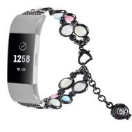 全城熱賣 - 適用於Fitbit Charge 5 瑪瑙夜光珠鋼錶帶（黑色）