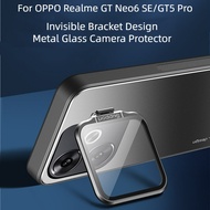 Luxury Metal Glass Camera Lens Protector Invisible Bracket Shockproof Hard Phone Case For OPPO Realme GT Neo6 SE GT5 Pro Cover Casing