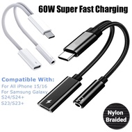 High Value Adaptor 2 in 1 HiFi DAC Type C To 3.5mm With PD 60W Fast Charge