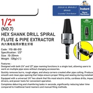 NO.7 1/2" Hex Shank Drill Spiral Flute & Pipe Extractor For Repair Broken Pipe Damaged Extractor /Th