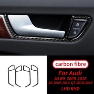For Audi A4L B8 A5 Q5 09-17 4Pcs Real Carbon Fiber Door Handle Frame Panel Decoration Suitable Inter