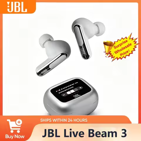 JBL Live Beam 3 True Wireless Earbuds Smart 1.45" Touch Screen Cancelling Bluetooth 5.3 Hi-Res Audio