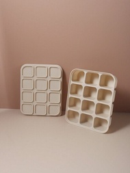 12格嬰兒矽膠食品盒,具備保鮮冷凍功能,適用於蒸糕及食品補充模具
