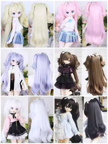 New BJD wig SD MSD Mdd YoSD Wig long hair style w bang & braid for 1/3 Fashion long wig curly hair S