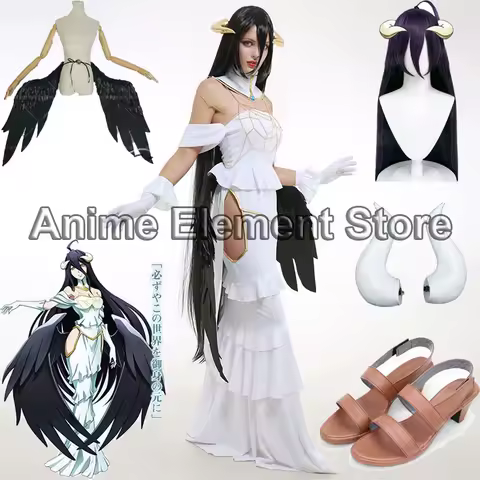 Albedo Cosplay Anime Overlord Cosplay Costume Women White Dress Overlord Albedo Costume Halloween Ch