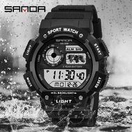 SANDA ใหม่รายชื่อต้นฉบับนาฬิกาผู้ชายกีฬากันน้ำนาฬิกา LED Multi-Function กลางแจ้งนาฬิกาทหารแฟชั่นนาฬิกาอิเล็กทรอนิกส์ดิจิตอลสำหรับชาย