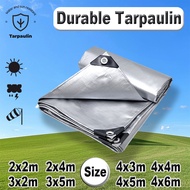 Silver Waterproof Heavy Duty Canopy Tarpaulin 2x3m 3x4m 4x5m 5x6m - 20x20 Canvas Truck Cover with Fr
