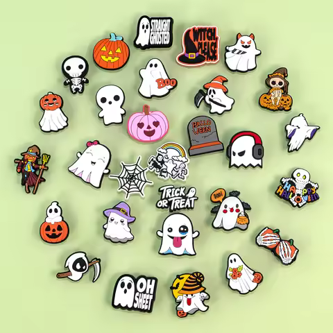 1pcs Halloween Pins for Kids Party Accessories Trick or Treat Shoe Charms for Men Women Ghost Pumpki